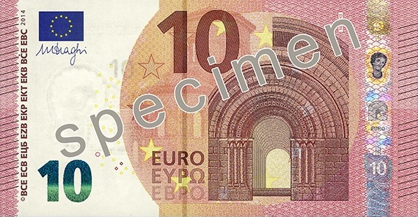 Bankovka 10 € série Europa (přední strana)