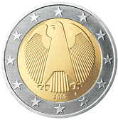 Německo, mince 2 euro