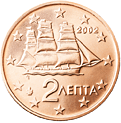 Řecko, mince 2 centy