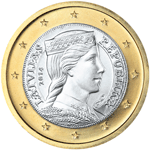 Lotyšsko, mince 1 euro