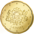 Lotyšsko, mince 20 centů